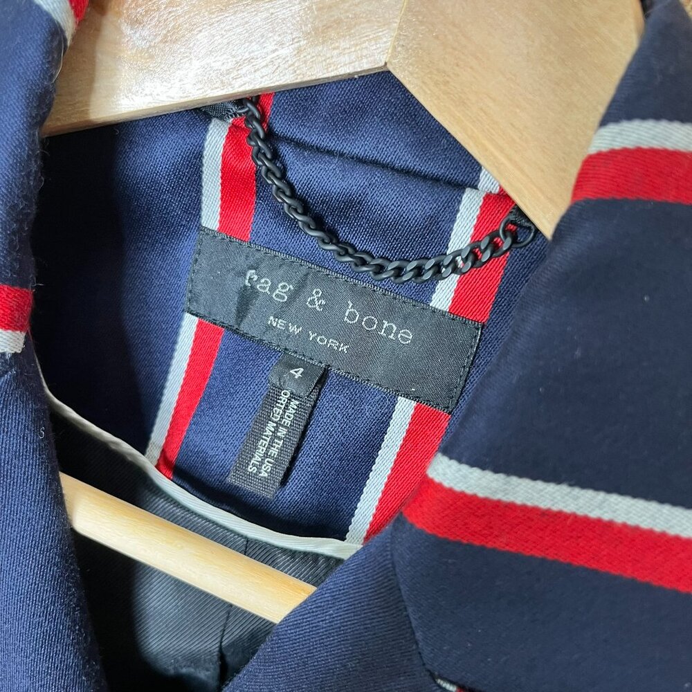 rag & bone Striped Blazer | Size 4 | Navy Tailored Jacket